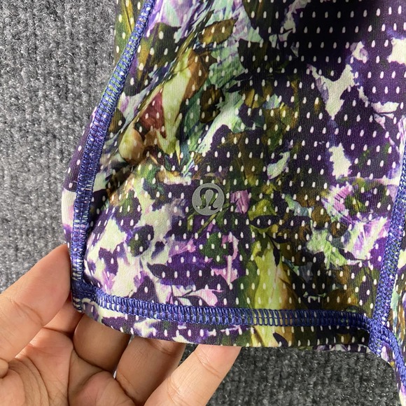 Lululemon Tank Top 4 Dancing Warrior Floral Print Purple Green Strappy Workout - Picture 9 of 11
